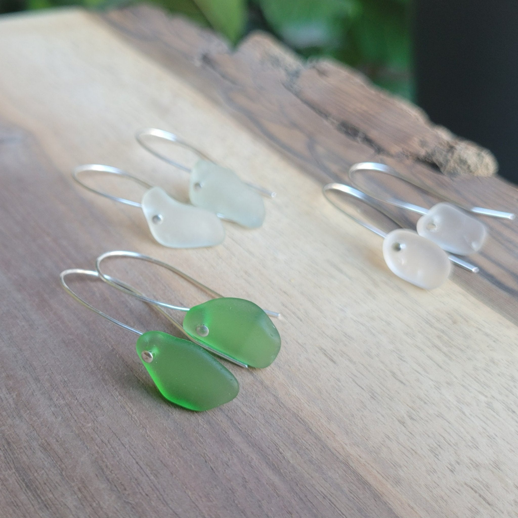 Kiwi's Curios - Beach Glass Earrings