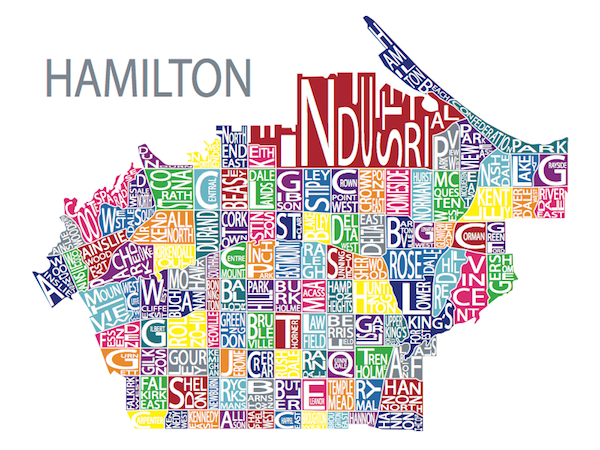 All Over The Map Studios - Map of Hamilton (Various Colours) - 1