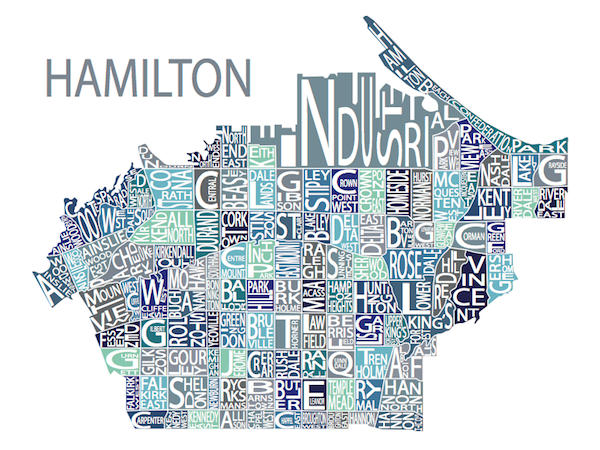 All Over The Map Studios - Map of Hamilton (Various Colours) - 3
