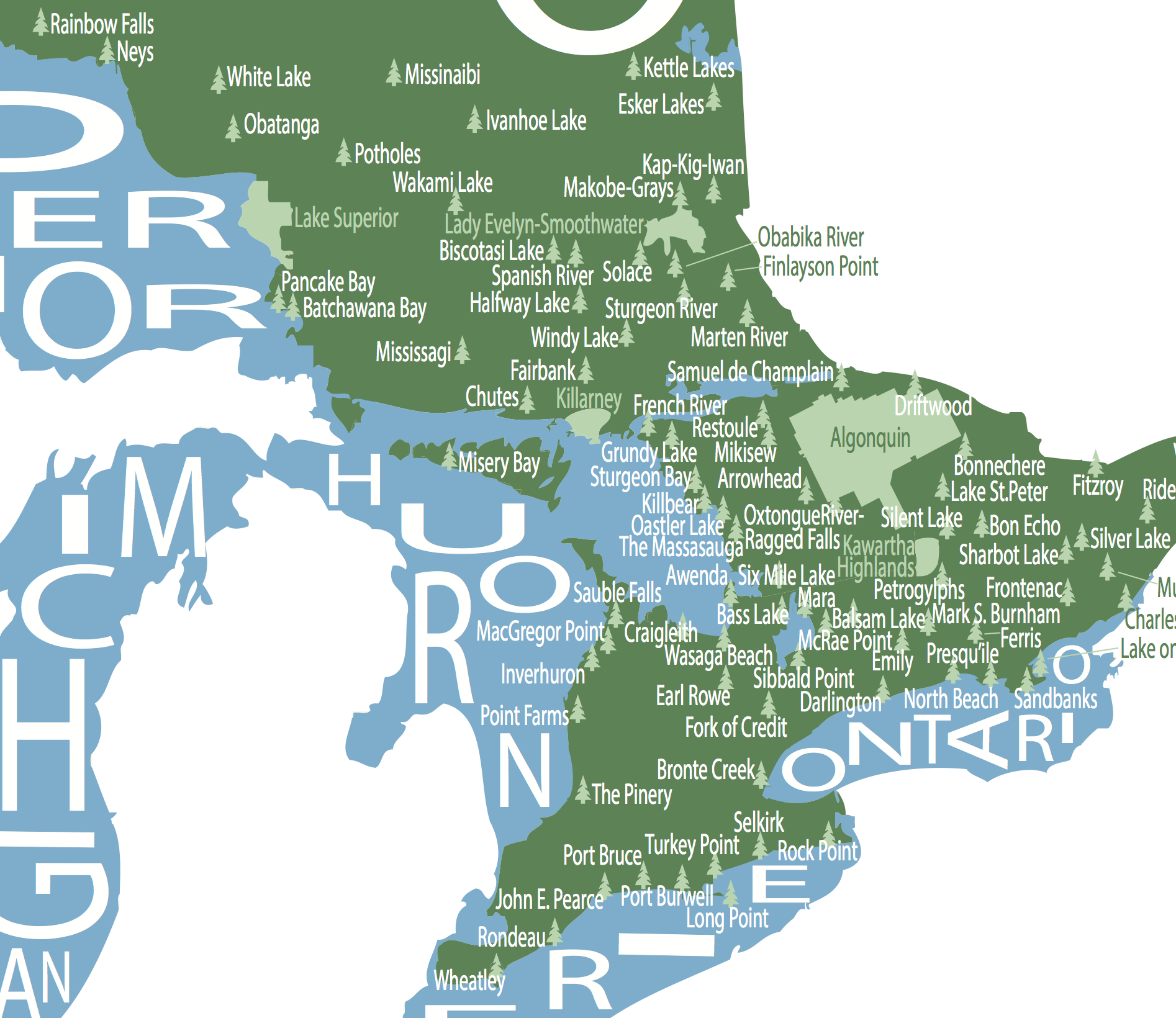 All Over the Map Studios - Map of Ontario Provincial Parks (Various Sizes and Colours) - 2