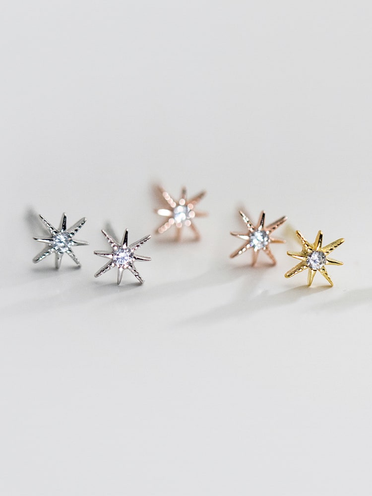 Moon Jewellery - Stud Earrings - 925 Sterling Silver/Gold Plated