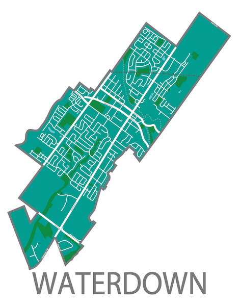 All Over the Map Studios - Map of Waterdown (Various Colours) - 1