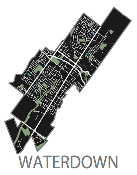All Over the Map Studios - Map of Waterdown (Various Colours) - 2